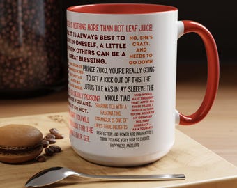 Taza con frases del tío Iroh de Avatar: La leyenda de Aang, diseño hecho por fans.
