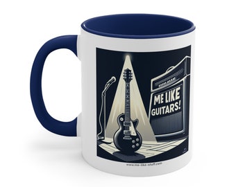 guitarist gift - Guitar Player gift - Guitar lover coffee mug - Me Like Guitars! - Accent Coffee Mug, 11oz - (Electric #1)