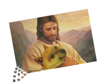 Jesus holding Shiba Inu, Puzzle (110, 252, 500, 1014-piece)