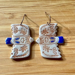 Scandi boho folk bird earrings | large polymer clay | nickel free