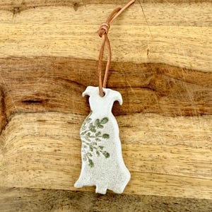 Handmade pit bull christmas ornament | polymer clay + leather