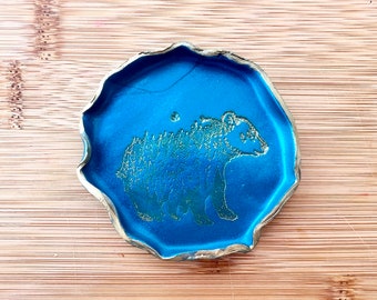 Bear trinket dish | Boho decor | Decorative bowl | Clay ring dish | Mountain decor