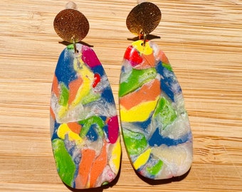 Rainbow earrings | Long earrings  | Colorful clay earrings