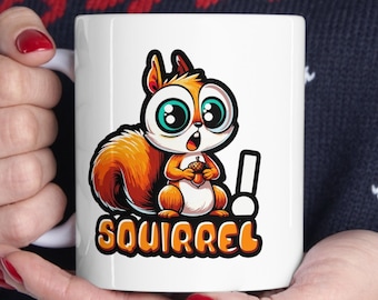 Squirrel! ADHD Distraction Mug - Playful Reminder for Focus, Cartoon Squirrel Coffee Cup, Fun Mindfulness Drinkware, Attention Aid Gift