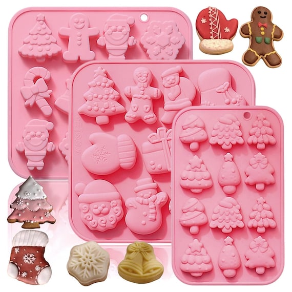 3 Pack Christmas Silicone Molds for Baking Christmastree Holiday