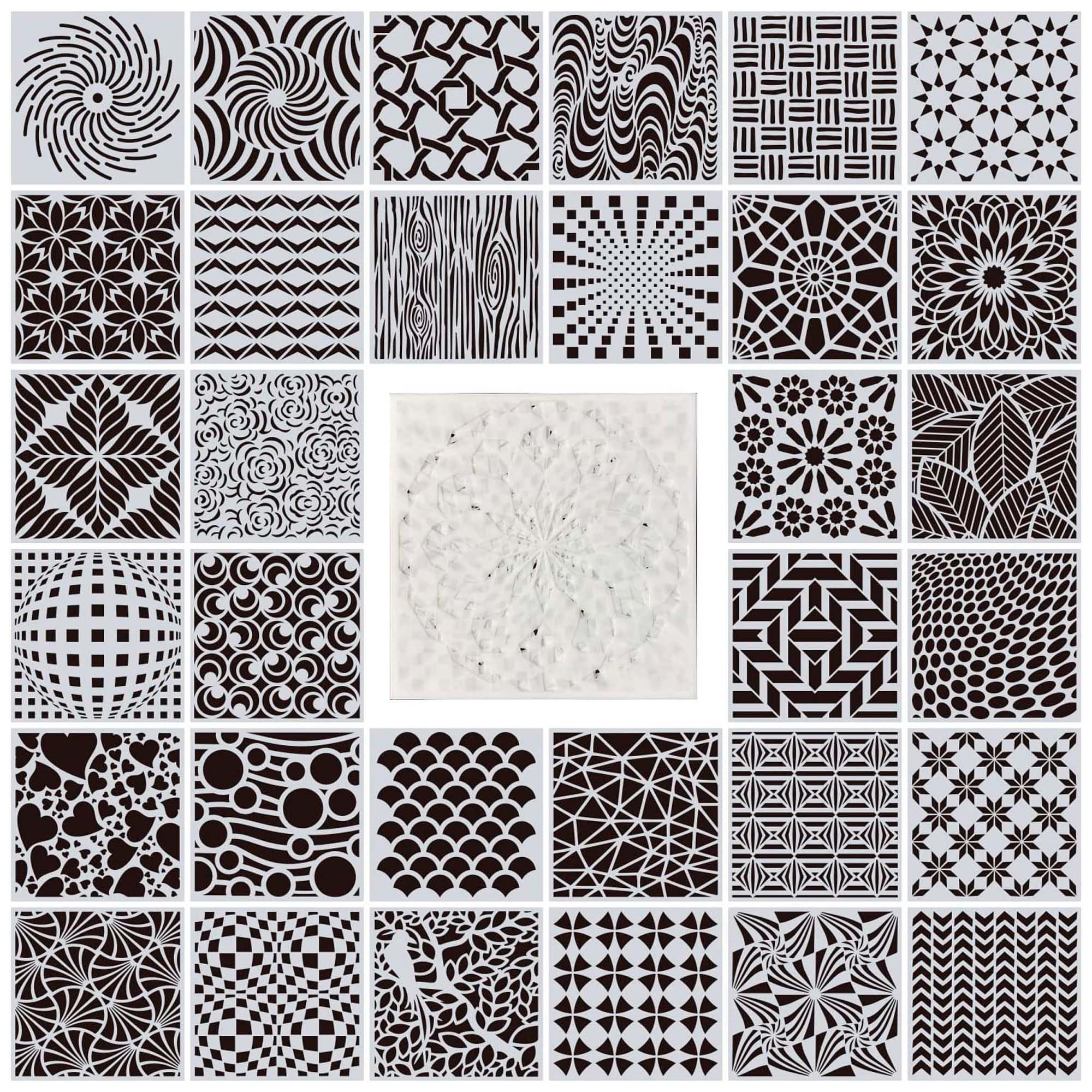 32 Pieces Geometric Stencils 6 X 6 Inch Painting Templates 