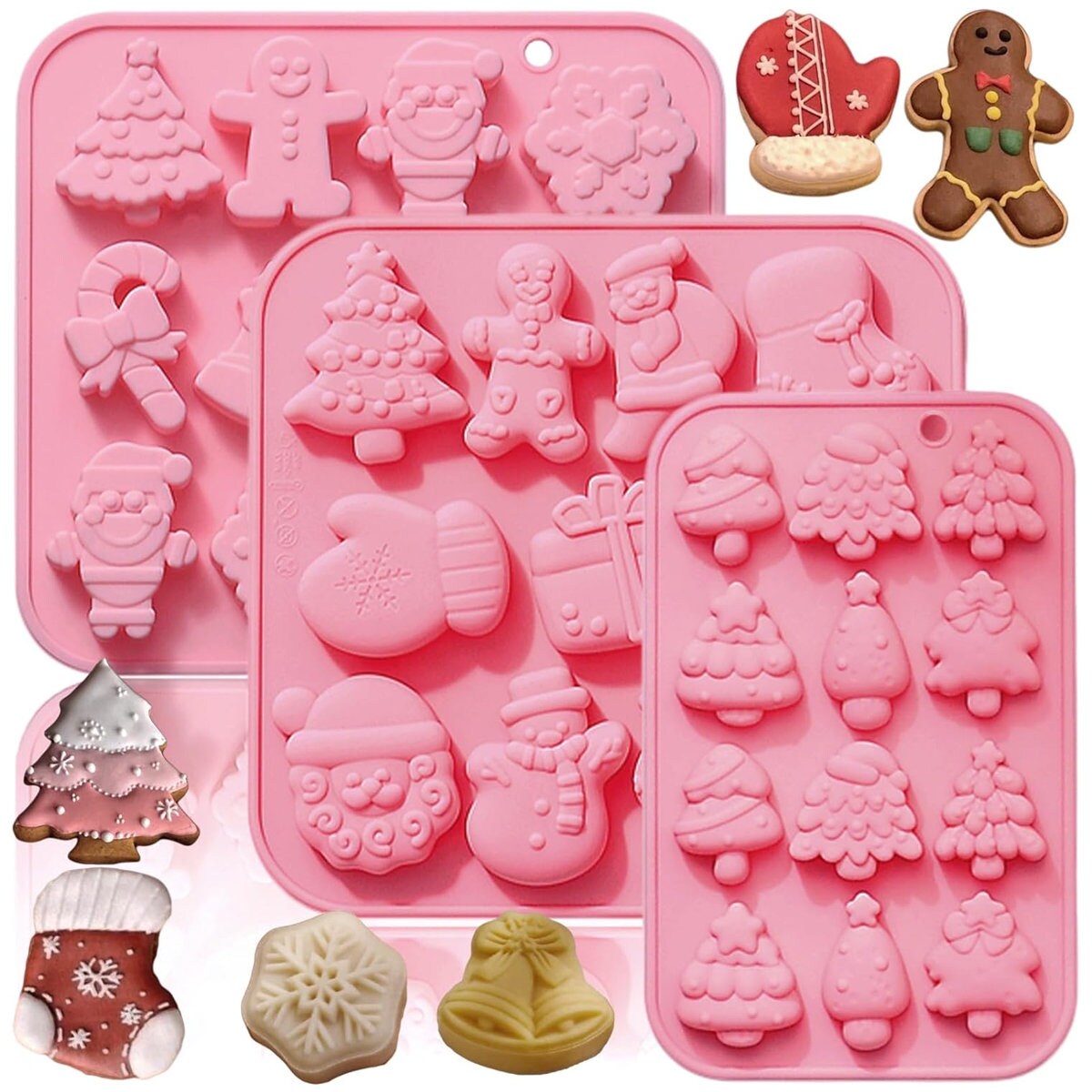 1PC 6 Cavity Christmas Tree Santa hat Silicone Mold - Mold Fun Christmas  Party Gingerbread Mold for Chocolates, Soaps, Cake Baking, Ice Cubes, Jello  , Muffins, Cookies