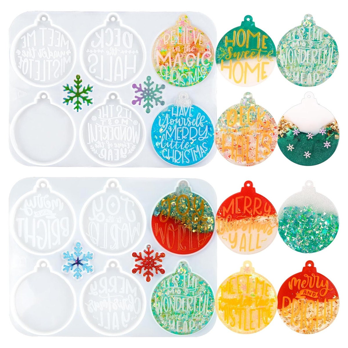 Christmas Resin Molds, Varying Sizes Snowflake Epoxy Resin Molds Silicone,  3D Ice Crystal Resin Ornament Molds, Silicone Molds for Epoxy Resin, Tree &  Car Decoration 