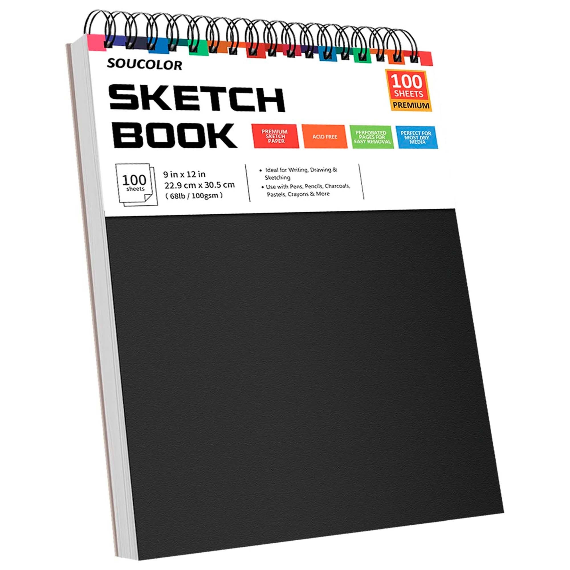 9x12 Premium Sketch Book Set, Spiral Bound, Pack of 2, 200 Sheets 100g/m2,  Acid-free Drawing Paper, Ideal for Kids, Teens & Adults 