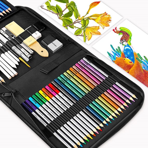  iBayam 123-Pack Colored Pencils Set with Gift Case, 3-Color Sketch  Pad, Coloring Book, Professional Artist Drawing Pencils Kit Art Supplies  for Adults Kids Girls Teens Sketching Shading Blending : Arts