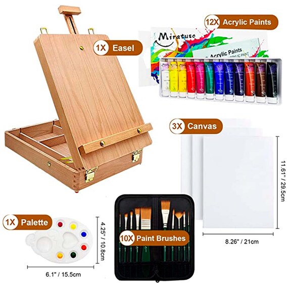 Art Supplies, 127 Piece Deluxe Wooden Art Set with Easel, Painting