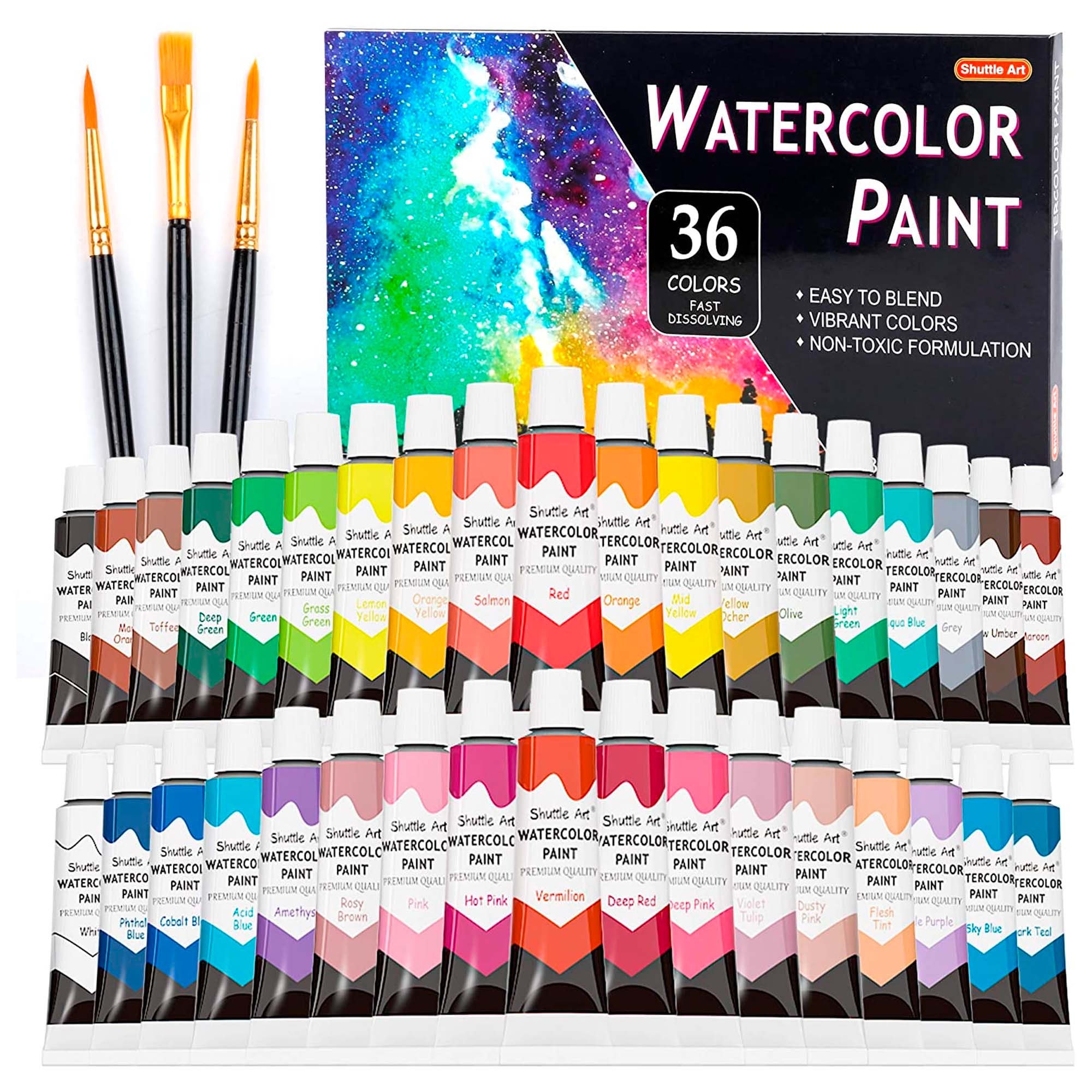 Professional Watercolor Paint Set 36 Colors By CTMH With 2 Water Brushes  New!!