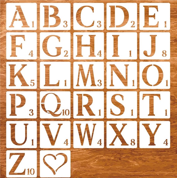 Letter Stencils for Painting on Wood - Alphabet Stencils with
