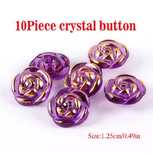 10pcs Crystal Rose Shaped Transparent Buttons, Shirt Buttons Sewing Accessories