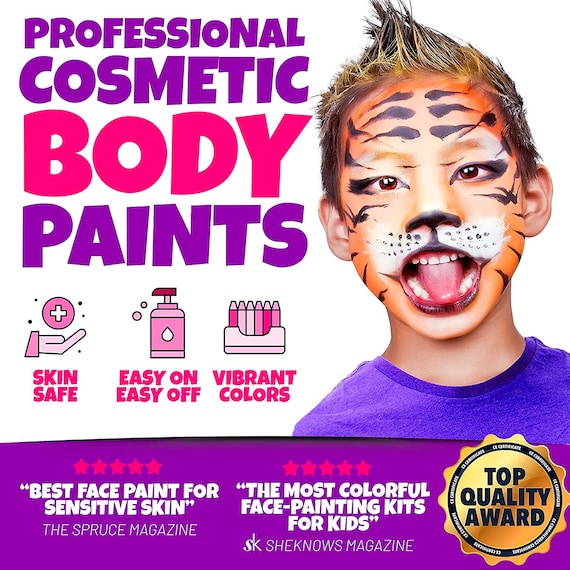 Face Paint Kit for Kids 12 Color Palette, 303 Stencils, Washable