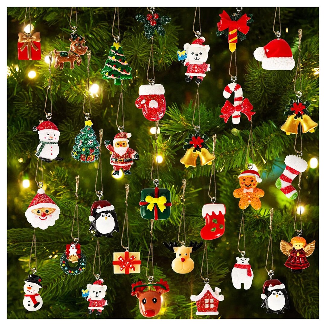 36PCS Mini Resin Christmas Ornaments Tiny Christmas Tree Decorations