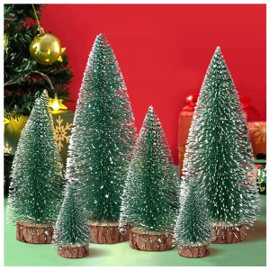 6pcs Mini Christmas Trees Decorations - Small Bottle Brush Trees, Artificial Tabletop Christmas Tree for Indoor Outdoor Home Room Party