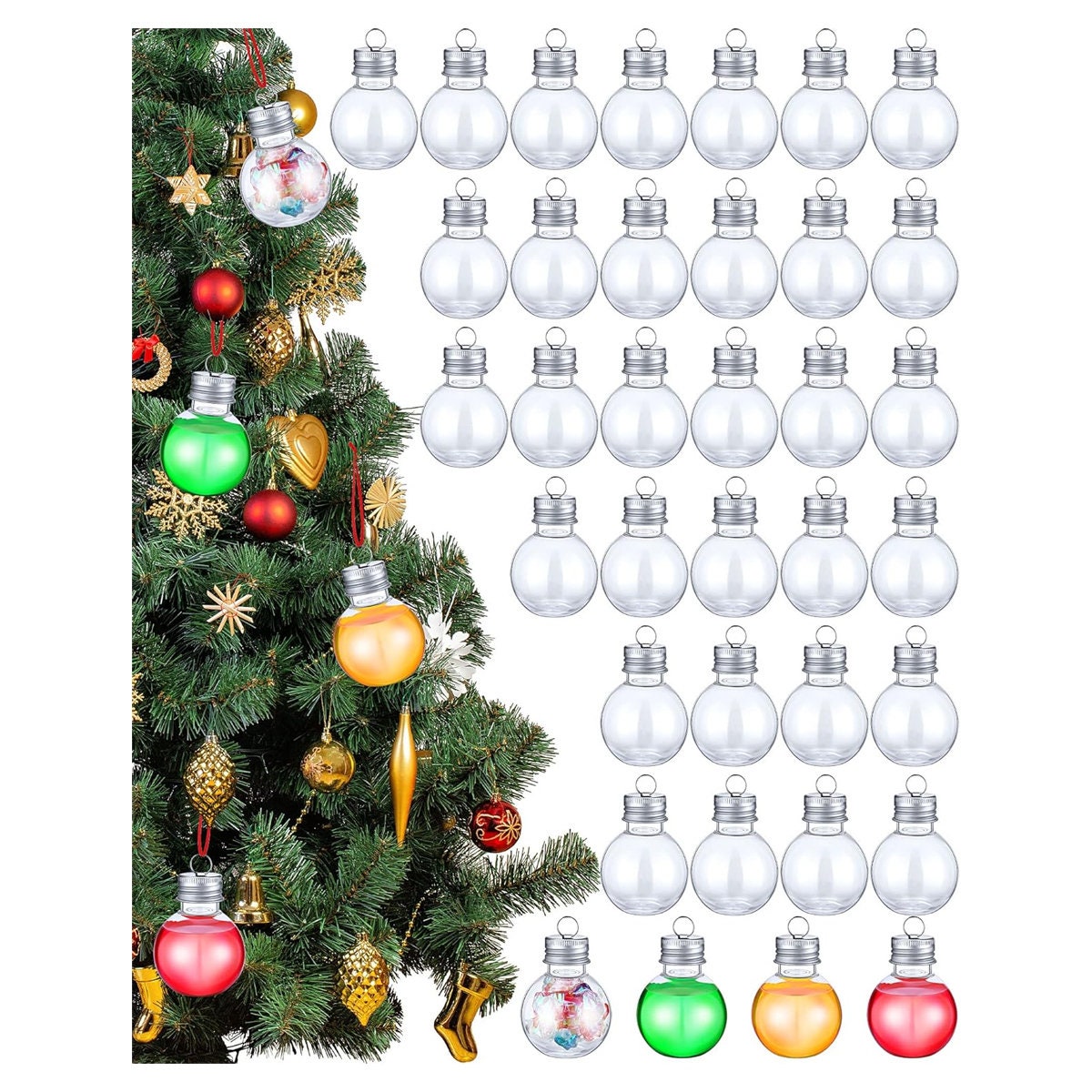 5 Pairs Clear Plastic Fillable Ornaments Ball for Christmas Tree  Decorations Clear Christmas Balls Xmas Tree Ornament 2023