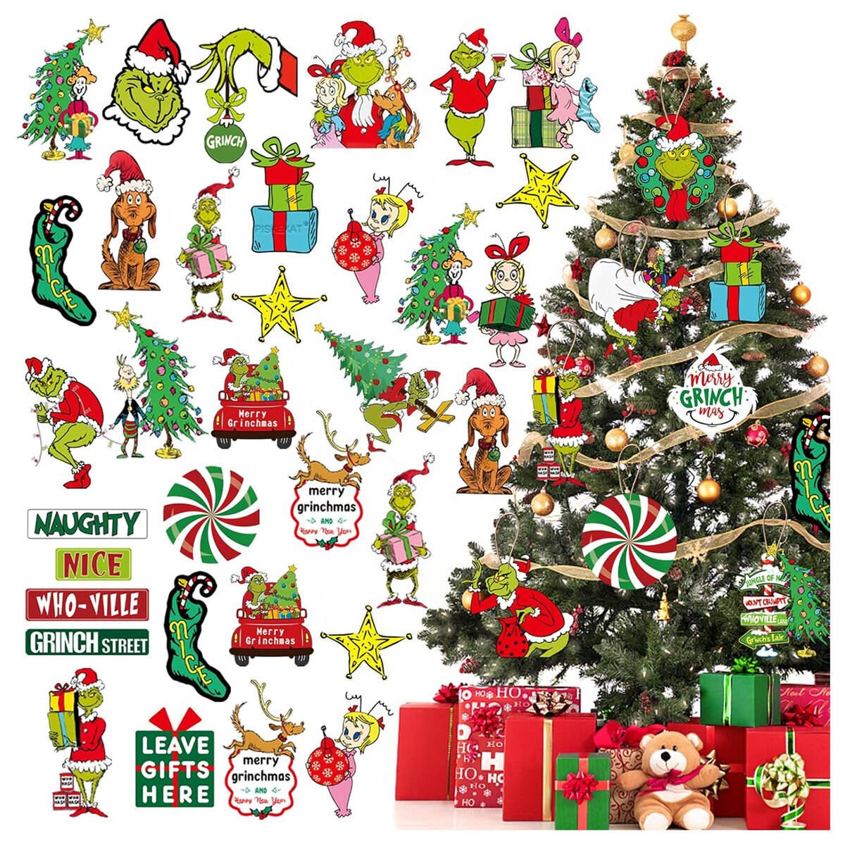 60 décorations de sapin de Noël Grinchs, décorations pour sapin de Noël,  décorations à suspendre pour sapin de Noël -  France