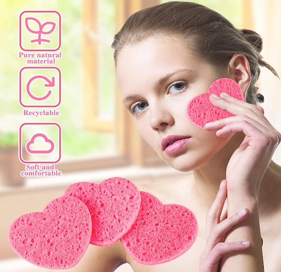 60 Pieces Heart Sponges for Facials, Heart Face Sponges, Compressed Facial  Sponge, Natural Facial Cleansing Sponges 