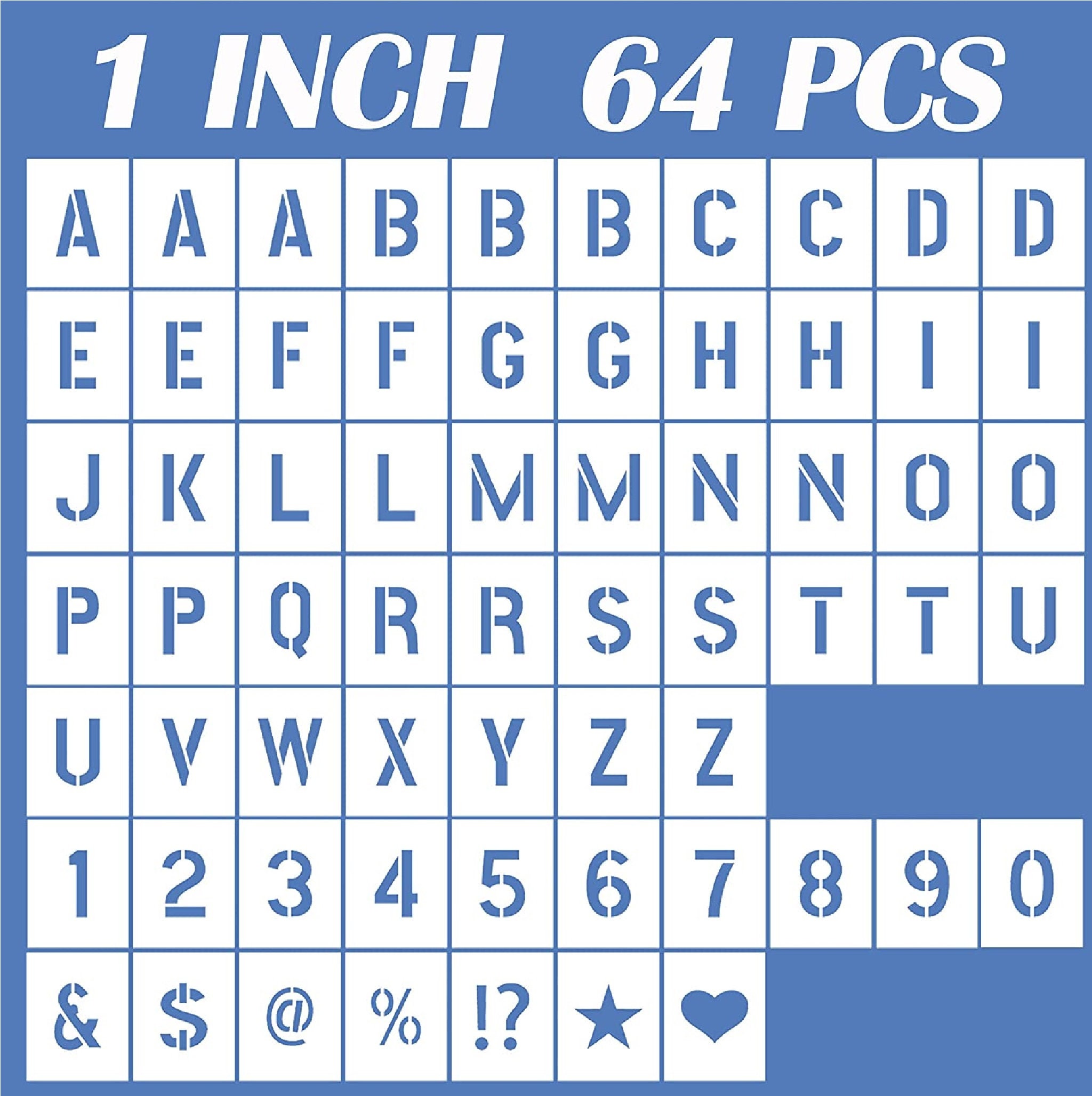 2 Inch Letter Stencils Symbol Numbers Craft Stencils for Painting on Wood,  47 Pcs Reusable Alphabet Templates Interlocking Stencil Kit for Wall Fabric