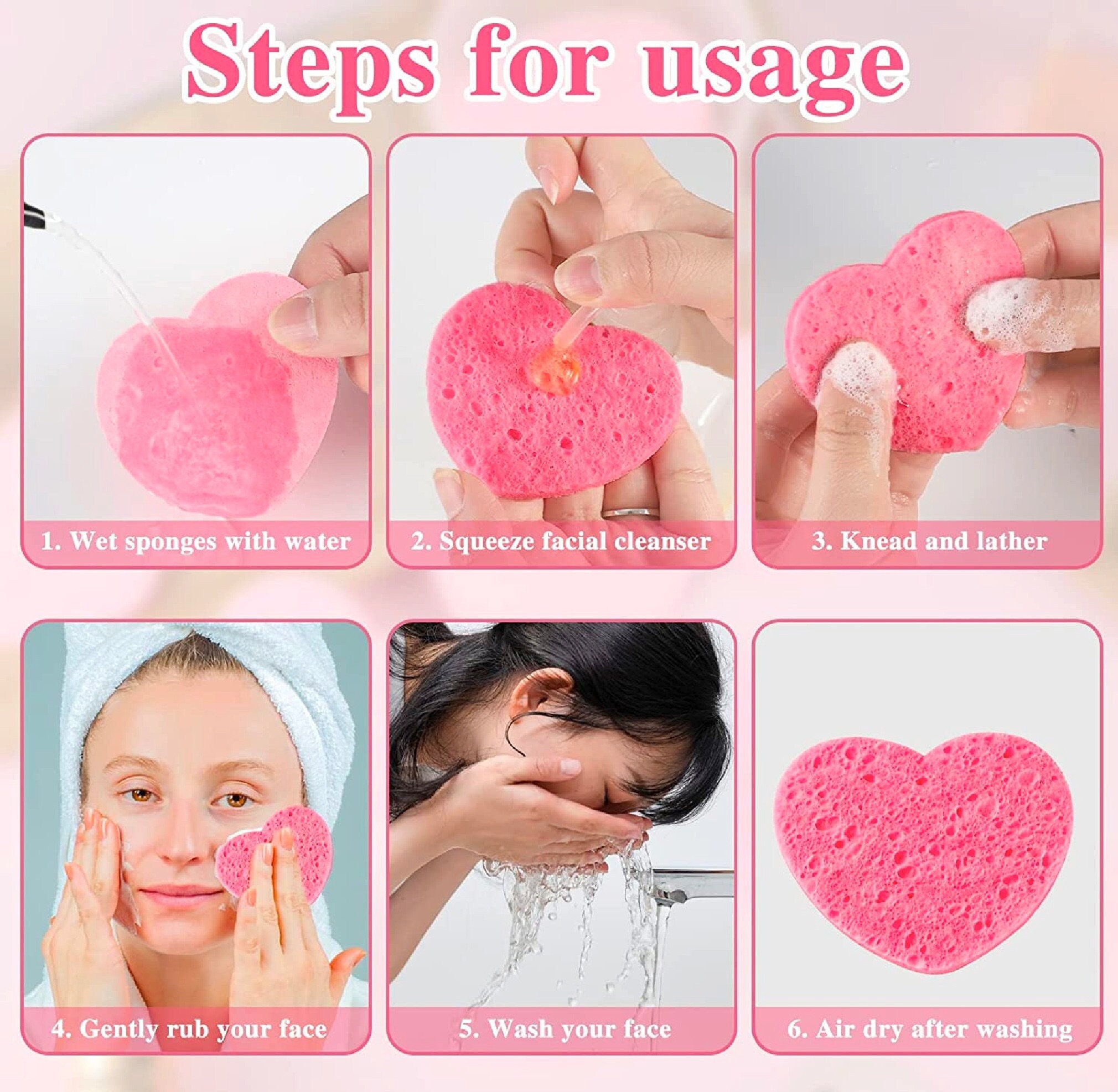 purchase :Heart shaped Compressed facial sponges 