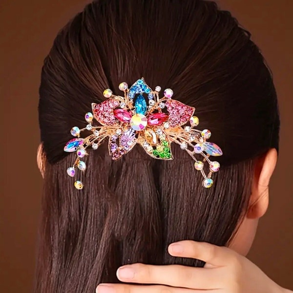 1 Pack Alloy Rhinestones Insert Comb Simple Shape Five-Tooth Hair Comb All-Match Hair Ornaments Temperament Girl Hairpin