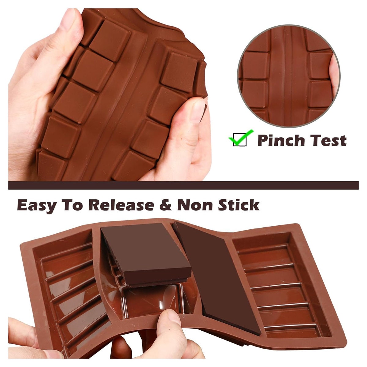 Silicone Chocolate Molds 6 Pcs Non Stick Mini Chocolate Bar Two Different  Types Brown Also Ice Cube Molds Candy Chocolate Baking Kitchen Molds