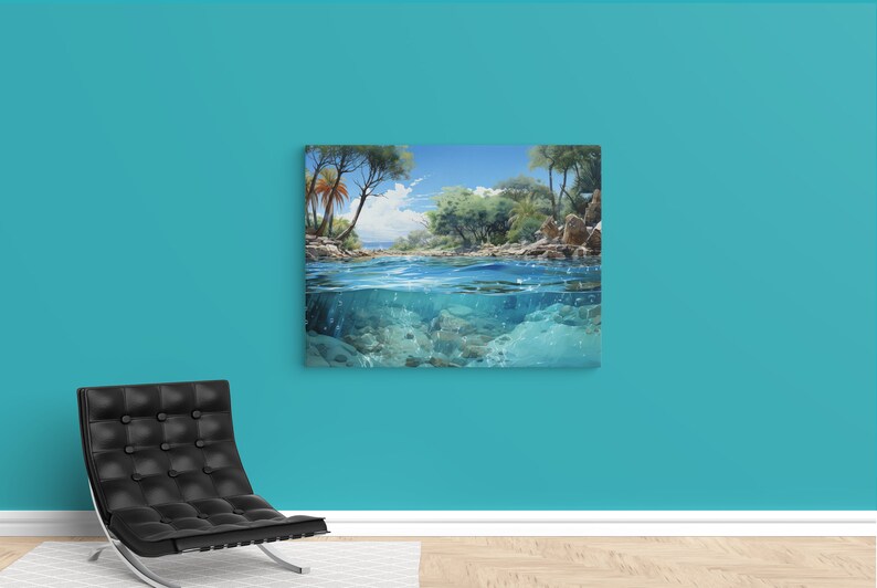 Tropical Island, Oil Painting Print, Palm Trees, Digital Download ...