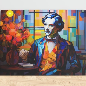 Moderne Kunst, Jugendstil, Edmond de Belamy, Schwarzlicht Poster, Luxus, digitaler Download, digitale Wandkunst, Dekoration, Wanddeko, Neon