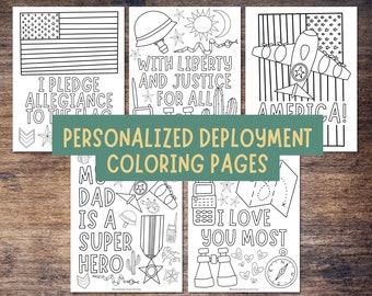 Personalized Deployment & Military Coloring Printables for Kids - Deployment gift for Kids, Deployment Countdown, Deployment Gift for Him