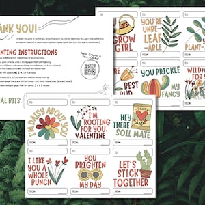 Afdrukbare Valentijnsdagkaarten - Plant & Garden Woordspeling Downloadbare Valentijnsdagkaarten als tags voor leraren