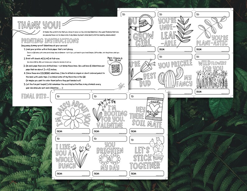 Printable Colorable Valentines Day Cards Kids Classroom Plant Garden Pun Downloadable printable-colorable-valentines-day-cards-kids-classroom-plant-garden-pun-downloadable