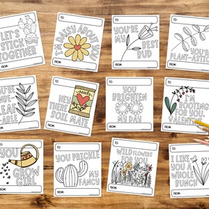 Afdrukbare, kleurbare Valentijnsdagkaarten - Kinderklas Plant & Garden Woordspeling Downloadbare Valentijnsdagkaarten om in te kleuren