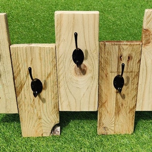 Handmade Wooden Coat Rack, Coat Hook, Reclaimed Pallet Wood.  Black or Brass hooks + Fixings. All racks may vary from grain shown.