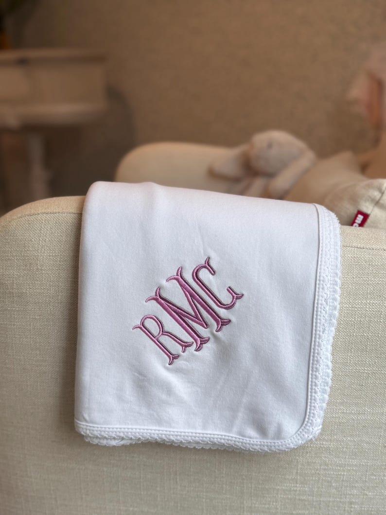 Embroidered Baby Blanket | Personalized Cotton Picot Trim, Newborn Gift ...