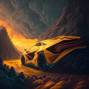 Digital print Lambo sci-fi art Fantasy Sports Car