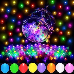 100pcs Multicolor LED Balloon Light Rainbow Colored LED Flash Mini Ball Light for Balloon Indoor Outdoor Party Event