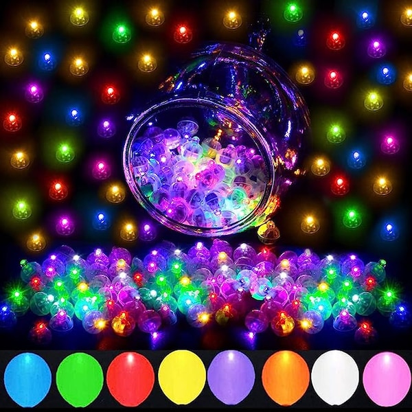 100pcs Multicolor LED Balloon Light Rainbow Colored LED Flash Mini Ball Light for Balloon Indoor Outdoor Party Event