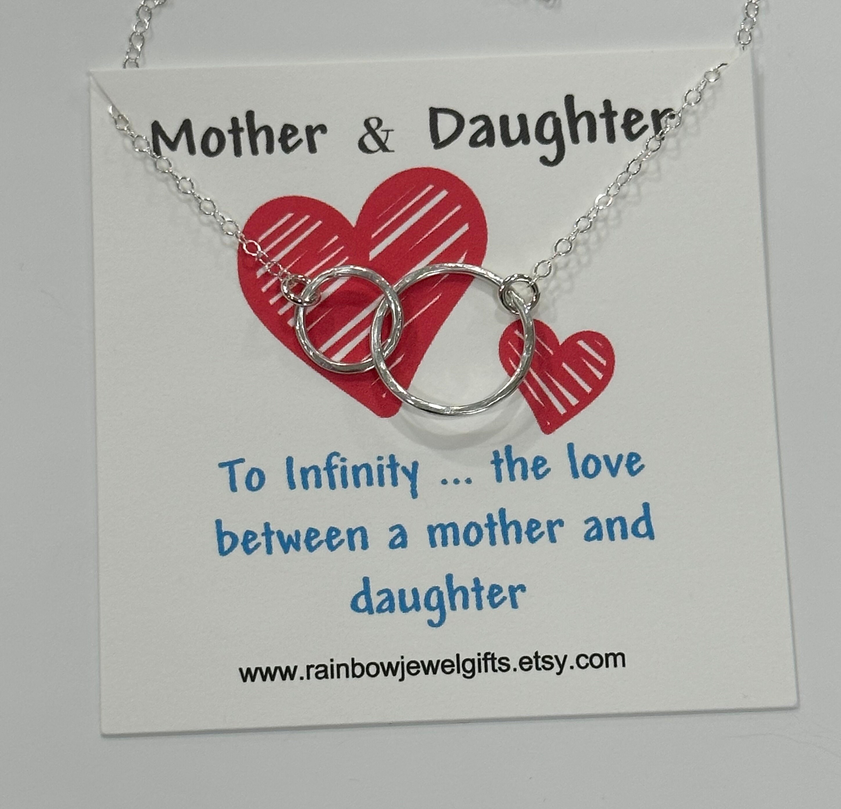 Mom To Daughter- Interlocking Heart Necklace, with message