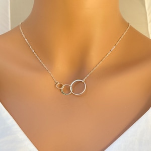 Three Circle Gold Fill/Sterling Silver Necklace, Triple Interlocking Necklace, Three Generation Necklace, Infinity Circle, Eternity Circle