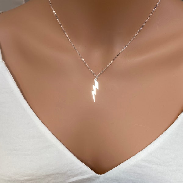 Dazzling Lightning Bolt Necklace for Alluring Style, Sterling Silver/ 14k Gold Fill Lighting Bolt Necklace, - Symbol of Strength and Beauty