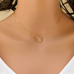 14k Gold Fill Cross and David Star Necklace, Messianic Star of David with Cross, Cross with David Star Necklace, Gift For Her.