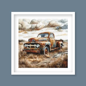 Vintage Farm Truck Cross Stitch Pattern - Rustic Pickup Cross Stitch Design for Stitching Enthusiasts. Digital PDF Download