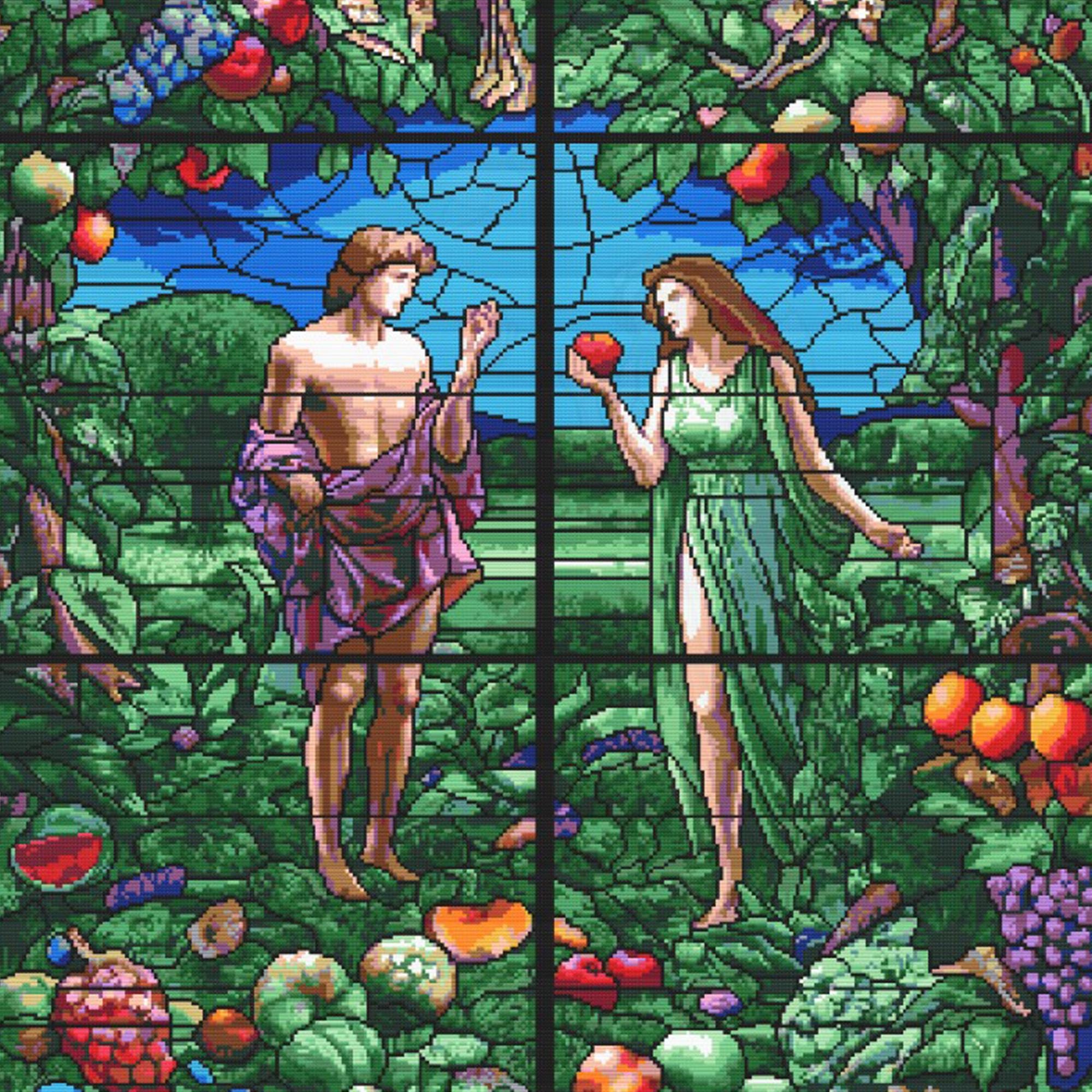 【超希少】グラスマスターズ社　Adam and Eve ステンドグラス 超希少】グラスマスターズ社 Adam and Eve ステンドグラス 超希少