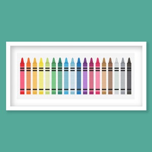 Crayon Cross Stitch Pattern, Easy Cross Stitch Pattern, Chrildren&#39;s Room Decor - Digital PDF Download