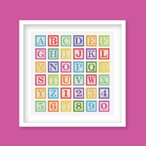 Patrón de punto de cruz con letras del alfabeto, juego de letras del alfabeto, patrón de punto de cruz para guardería o aula infantil, descarga instantánea