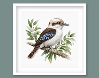 Kookaburra Cross Stitch Pattern – Australian Wildlife Embroidery Chart (Digital PDF Download)
