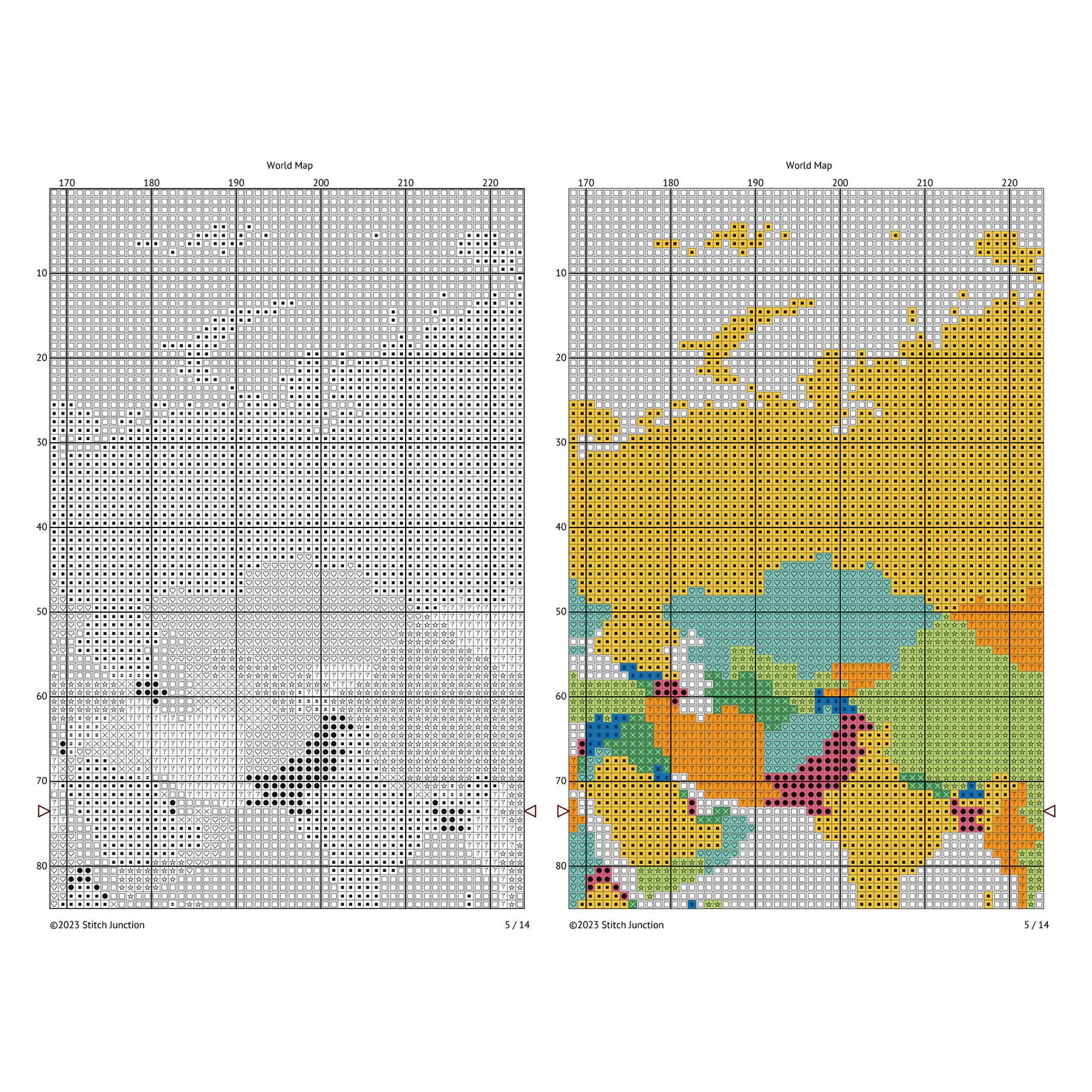 The World Map Cross-stitch Pattern, Earths Nations Cross-stitch Pattern ...