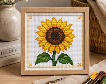 Sunflower Cross Stitch Pattern – Bright Botanical Floral Design (Digital Download)